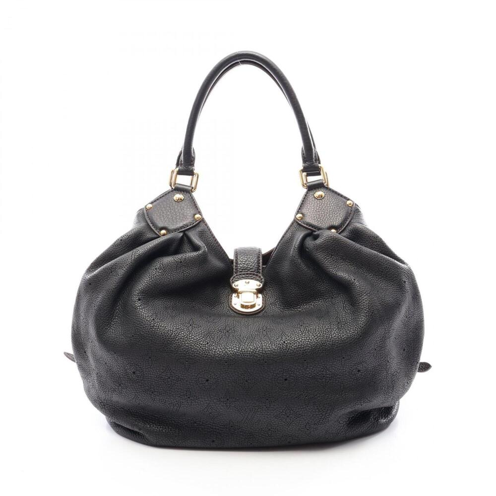Louis Vuitton Mahina L Shoulder Bag Handbag Leather Women's Black M95765